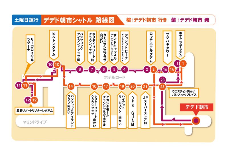 デデドの朝市シャトル路線図
