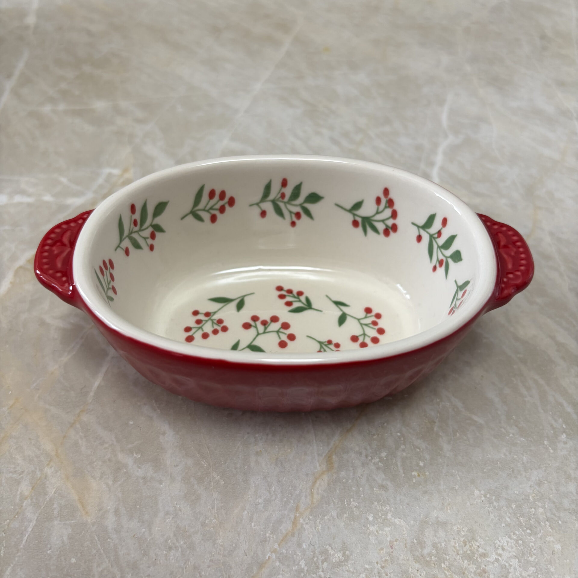 グラタン皿 楕円型 フローラルスタンプ