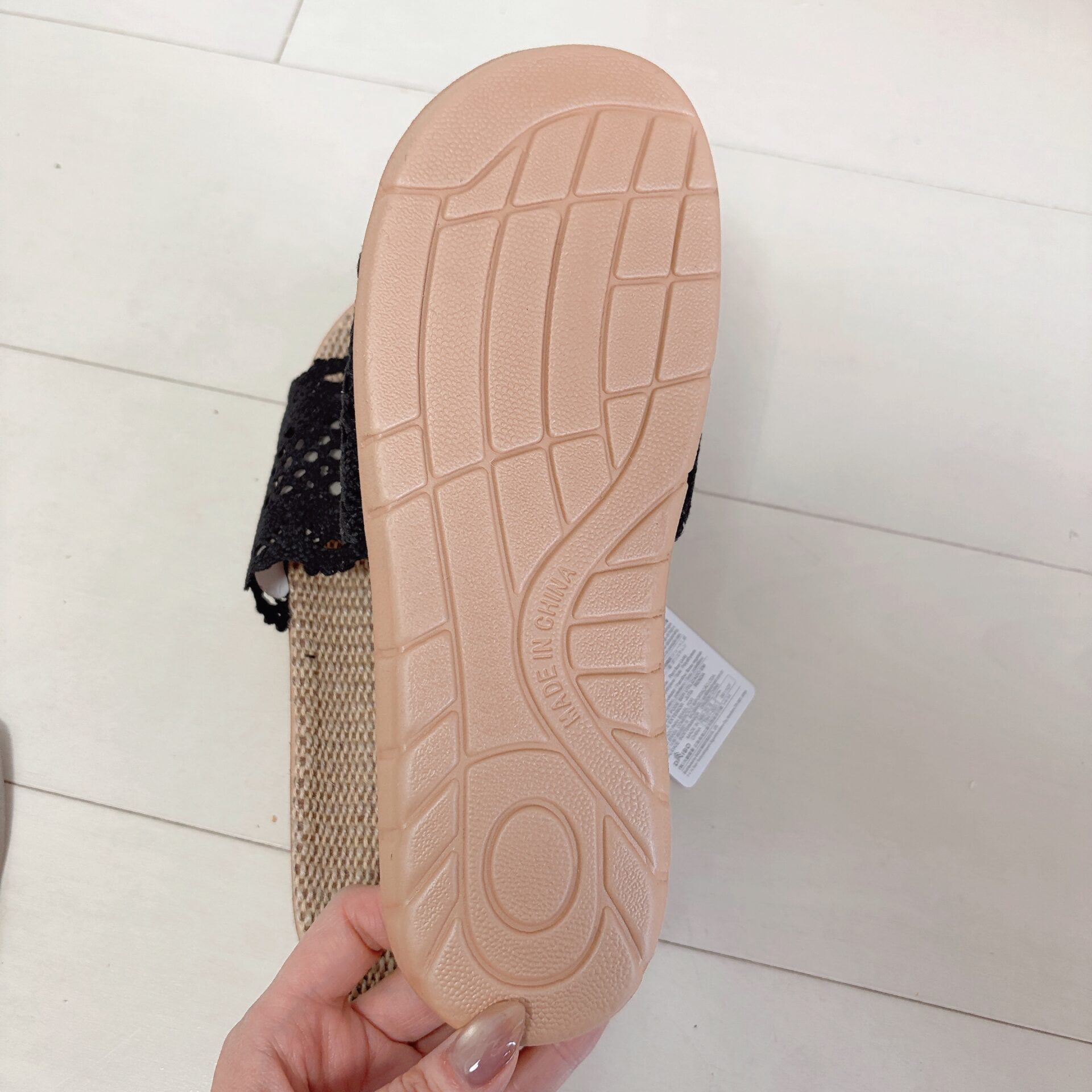 外でも履けるスリッパ（ジュート入、レース）22cm-24cm