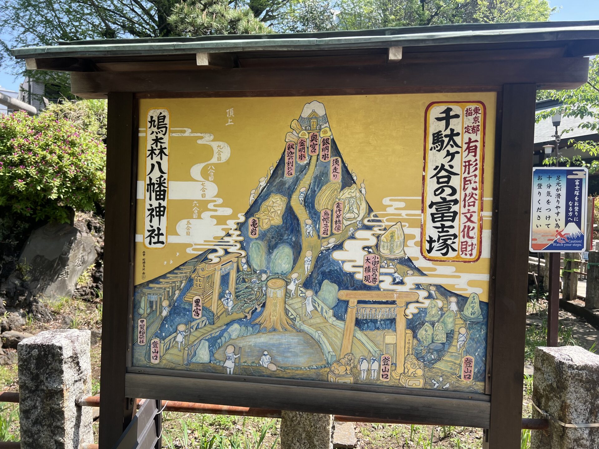 有形民俗文化財である千駄ヶ谷にある鳩森八幡神社の富士塚