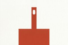Red T-shaped graphic: a tall vertical bar with a rounded hole at the top, attached to a wide rectangular base on a light background.