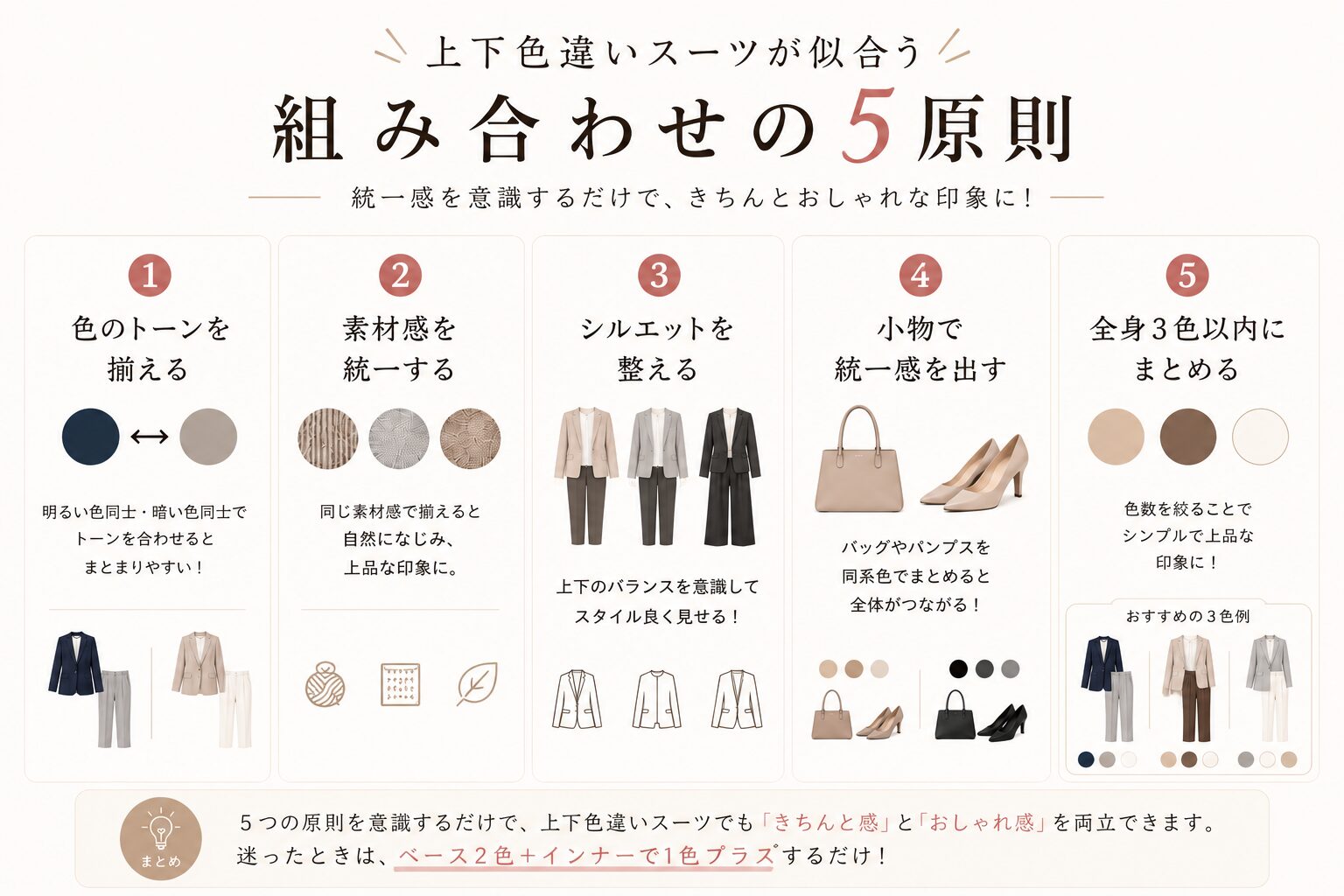 上下色違いスーツの5原則