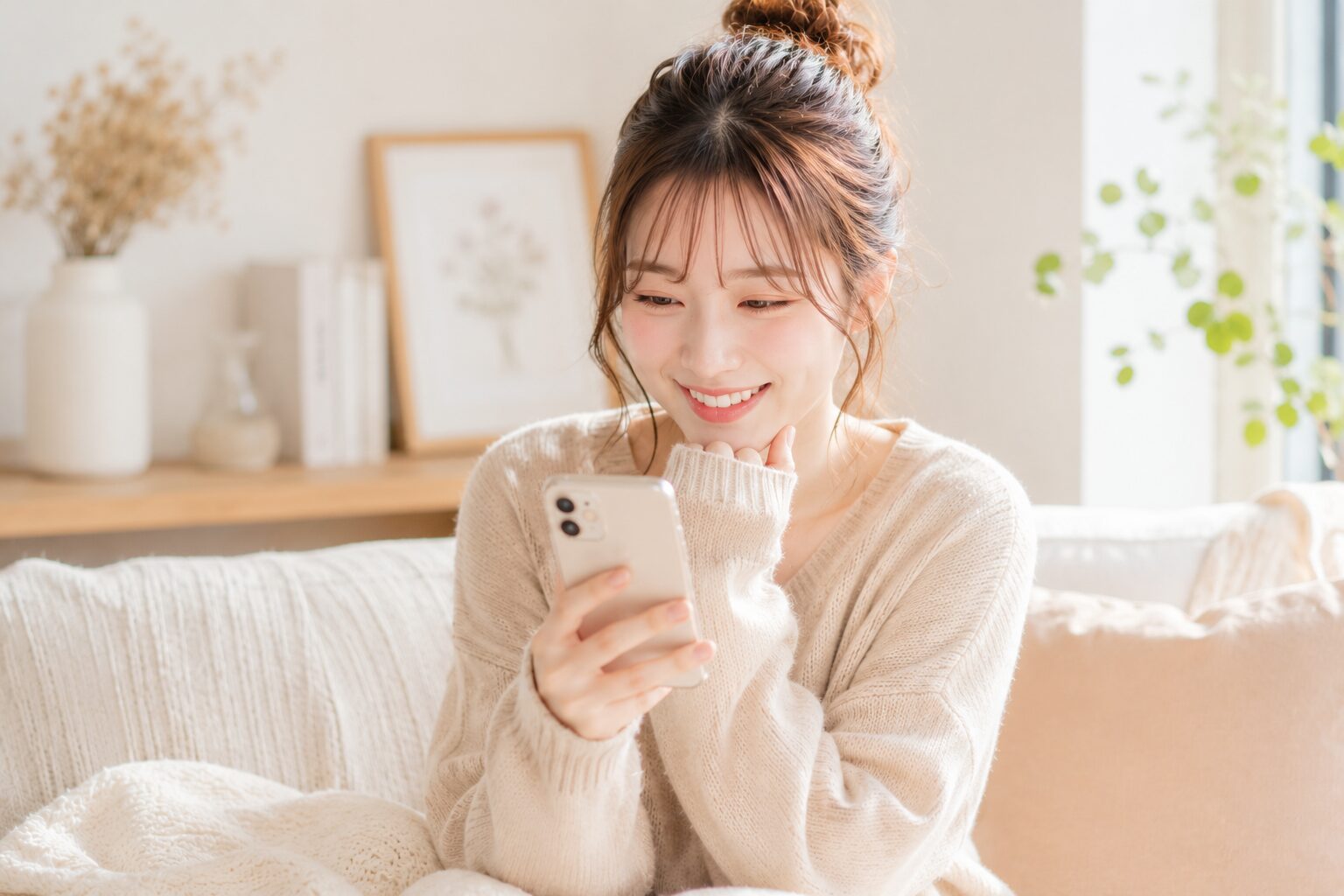 LINEを楽しむ女性